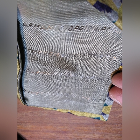 Giorgio Armani Tie, 100% Silk, Yellow & Powder Blue Pattern, Made in Ita… - Picture 8 of 10